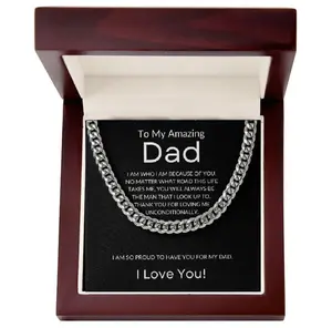 Gifts for Dad, for Man, for Love, for Son, for Brother, Cuban Chain Necklace with Message Card and Gift Box