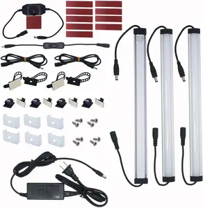 Under Cabinet LED Light Bar Kits Plug in 3 pcs 12 inches Light Bars per Set Warm White 3000K 20W 1000 Lumen Dimmable for Kitchen Cabinets Counters Bookcases (3 Bars Kit-3000K)