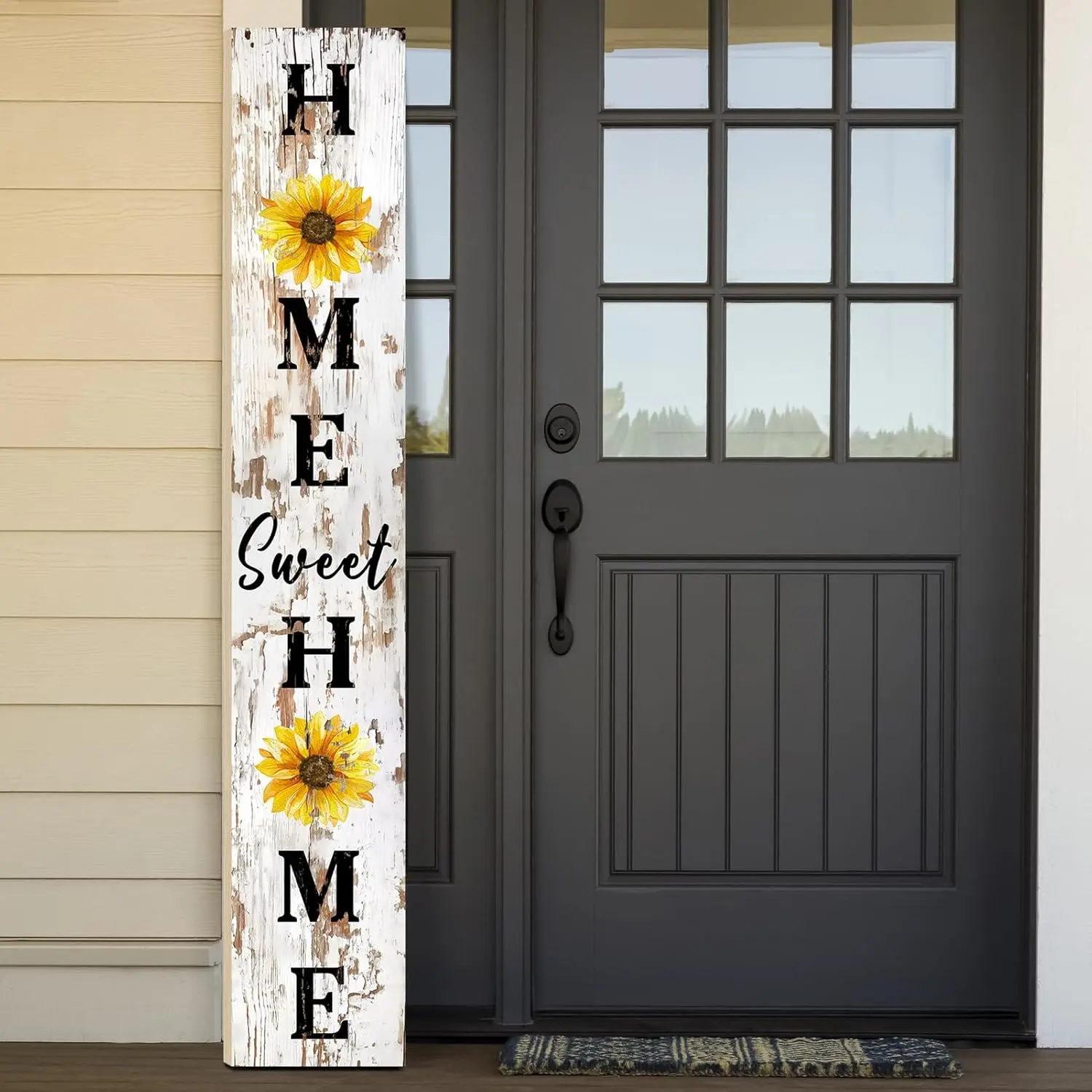 Home Sweet Home Welcome Porch Sign 47.2" Rustic Sunflower Wooden Welcome Sign Spring Summer Vertical Standing Outdoor Porch Decor Farmhouse Front Door Yard Hanging Wooden Decoration for Garden Gift
