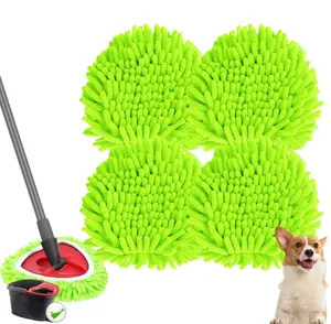 4 Pack Mop Pads Compatible with O-Cedar Easy Wring 1-Tank Spin Mop System, Replacement for Hardwood Floor Cleaning, Green