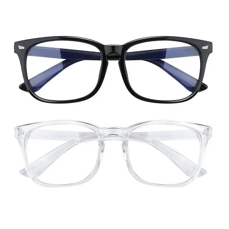 Unisex Retro Blue Light Clearglasses 2-Pack - Reinforced Plastic Frame, Round Shapes, Replaceable Lenses, Cost-Effective All-Occasion Fashion Eyewear for Adults, Office/Gaming Screen Use, Gifts for Adults