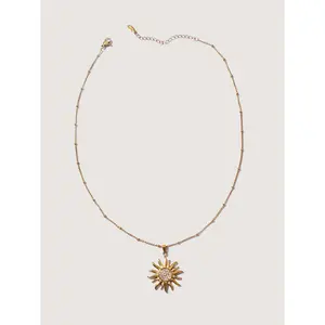 BLOOMCHIC Sunflower Zircon 18k Gold Plated Pendant Necklace Swimweek