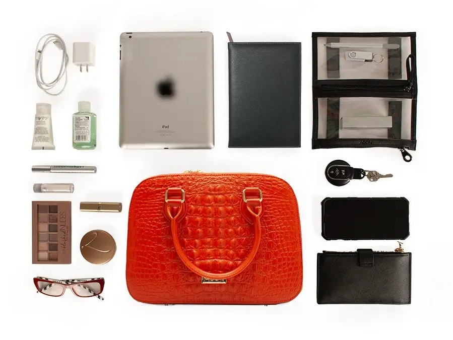 Chic Universal Tablet Purse - Clutter Free Croc Vegan Leather Organizer Bag - Practical Bag for Work and Everyday Use Timeless Gift For Her
