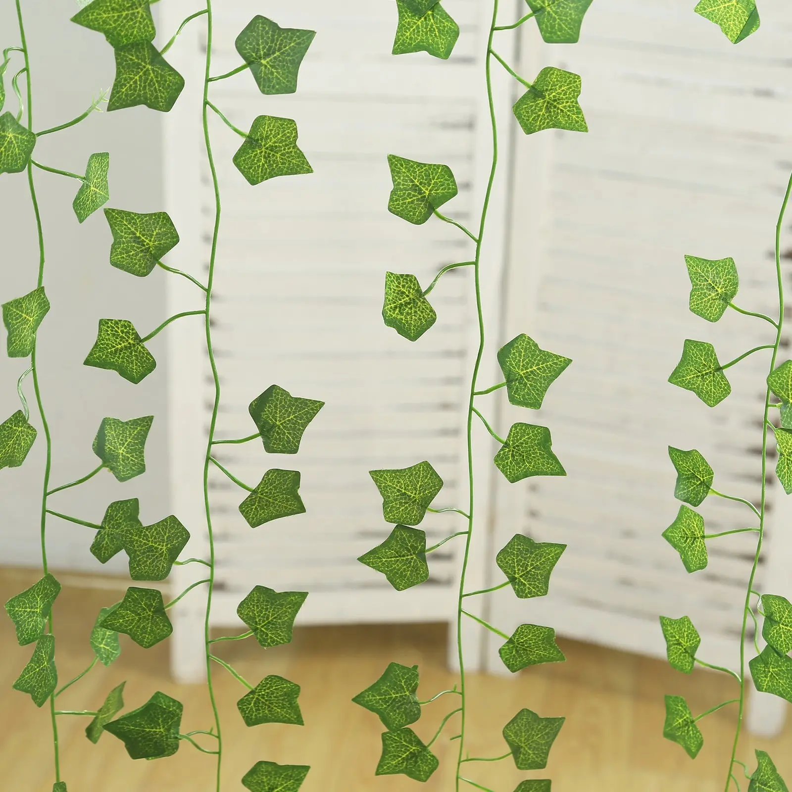 12 Pack Artificial Ivy Leaf Garland Silk Hanging Vines for Wedding, Party, Wall and Table Decor - 6.5ft