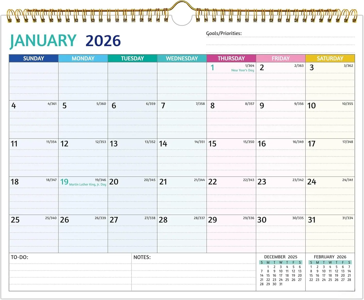 2026-2027 Wall Calendar - 18 Months Calendar 2026-2027, Jan 2026 - Jun 2027, 14.57 x 11.42 In, 2026 Calendar, Monthly Calendar with Ruled Blocks, Thick Paper, Holidays, To-do  Notes