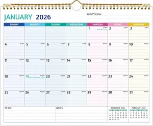 2026-2027 Wall Calendar - 18 Months Calendar 2026-2027, Jan 2026 - Jun 2027, 14.57 x 11.42 In, 2026 Calendar, Monthly Calendar with Ruled Blocks, Thick Paper, Holidays, To-do  Notes