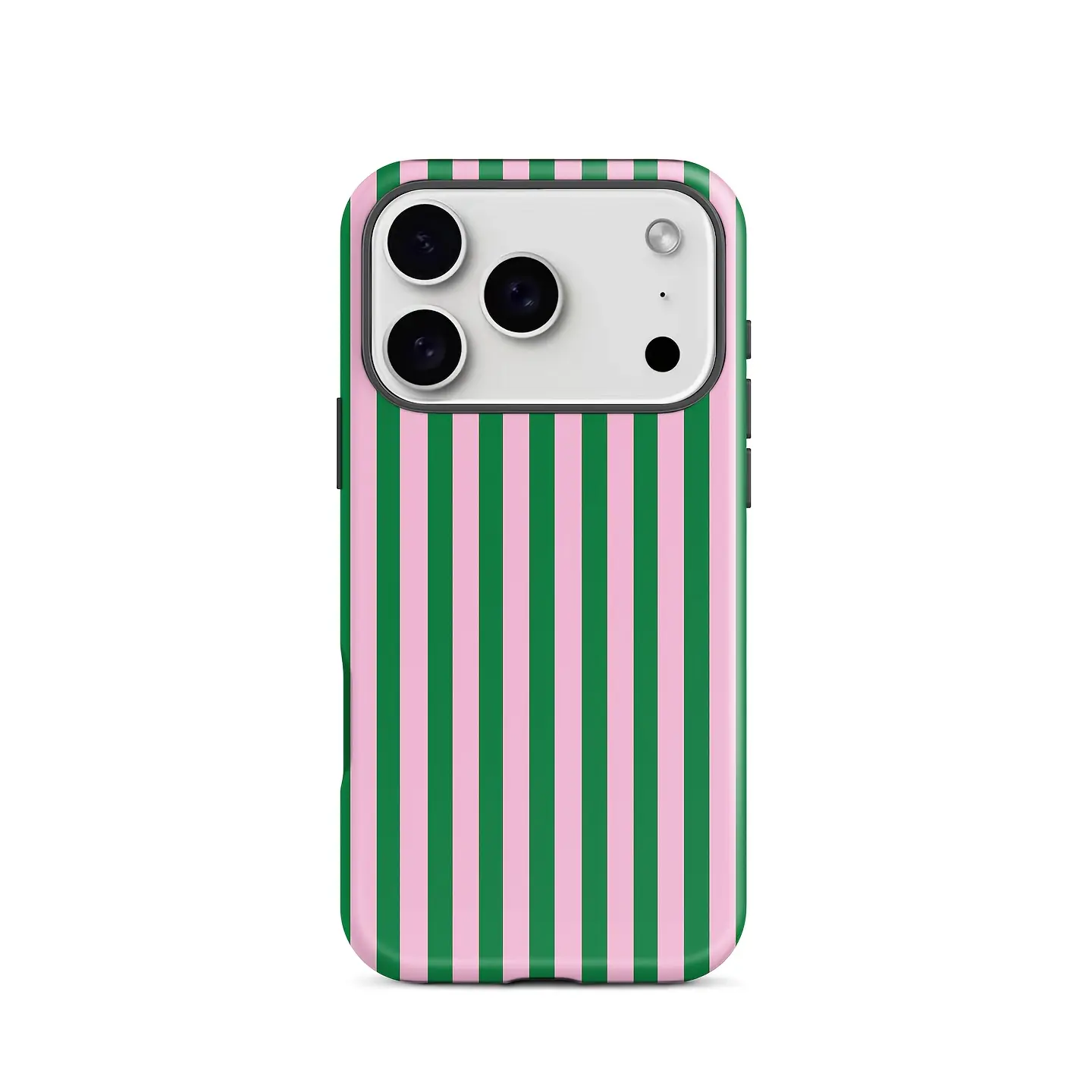 A striped green minimalist dual-layer protective case, sturdy and durable, suitable for iPhone 17/16/15/14/13/12/11 Pro Max/Plus/Pro, and Samsung Galaxy S25/S24/S23 Ultra series. Ideal for couples.