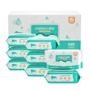 Maternella Hypoallergenic Wipes 640 Count | Pediatrician Recommended Water Wipes for Sensitive Skin | 99% Purified Water | Fragrance Free & Alcohol Free | 8 Resealable Packs