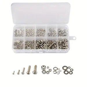 Durable Stainless Steel Hex Nuts and Bolts Set, 320 Pieces, Metric Sizes M2-M5, Ideal for DIY Projects & Repairs, Universal Hardware Kit