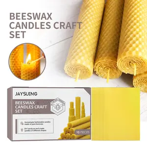 Handmade DIY Christmas Honeycomb Candle Set, Pure Beeswax Roll Candles Without Wick, Creative Holiday Atmosphere Decorations, 1 Box of 10 Pieces