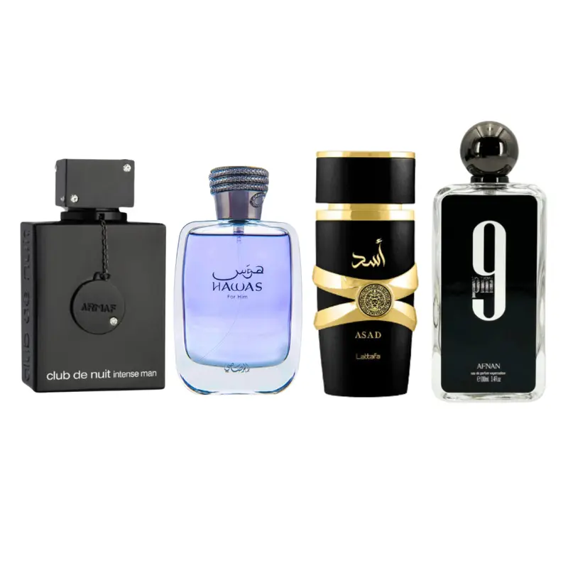 MEGA COMBO SET FOR MEN ARMAF CDN INTENSE MAN 3.6FL.OZ, HAWAS FOR HIM 3.4FL.OZ, ASAD 3.4FL.OZ & 9 PM 3.4FL.OZ long last