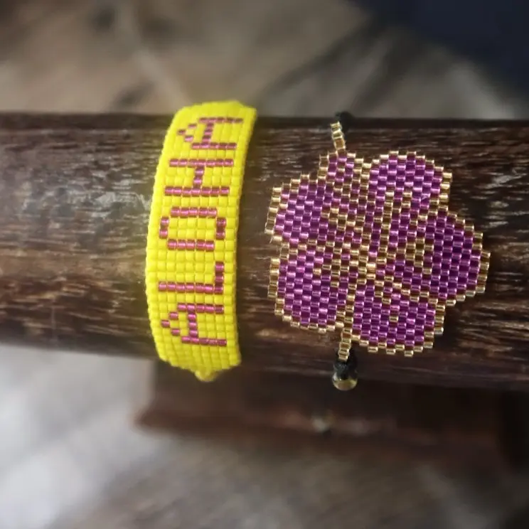 Aloha + Hibiscus Miyuki Seed Bead Bracelet