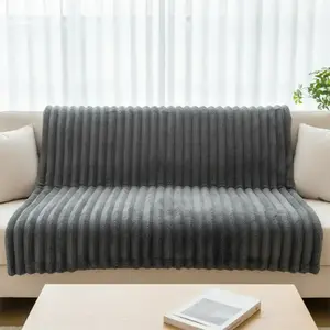 1pcPlush Rabbit Fur Blanket, Warm Thickened Throw for All Sofa Types, Ideal for Bedroom Living Room, Fashion Design, Fluffy Blanket