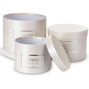 White Gift Box Round Gift Boxes with Lids Set of 3 Nesting Gift Boxes for Presents Assorted Sizes Flower Boxes for Arrangements Birthday Wedding Bridesmaid Graduation Christmas Party Gift Bags