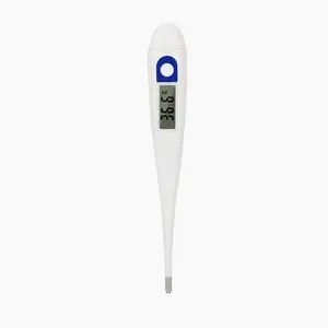 Portable Digital Thermometer for Adults - Medical Rigid Tip, Water Resistant, Fever Line Indicator, Rectal & Underarm Use