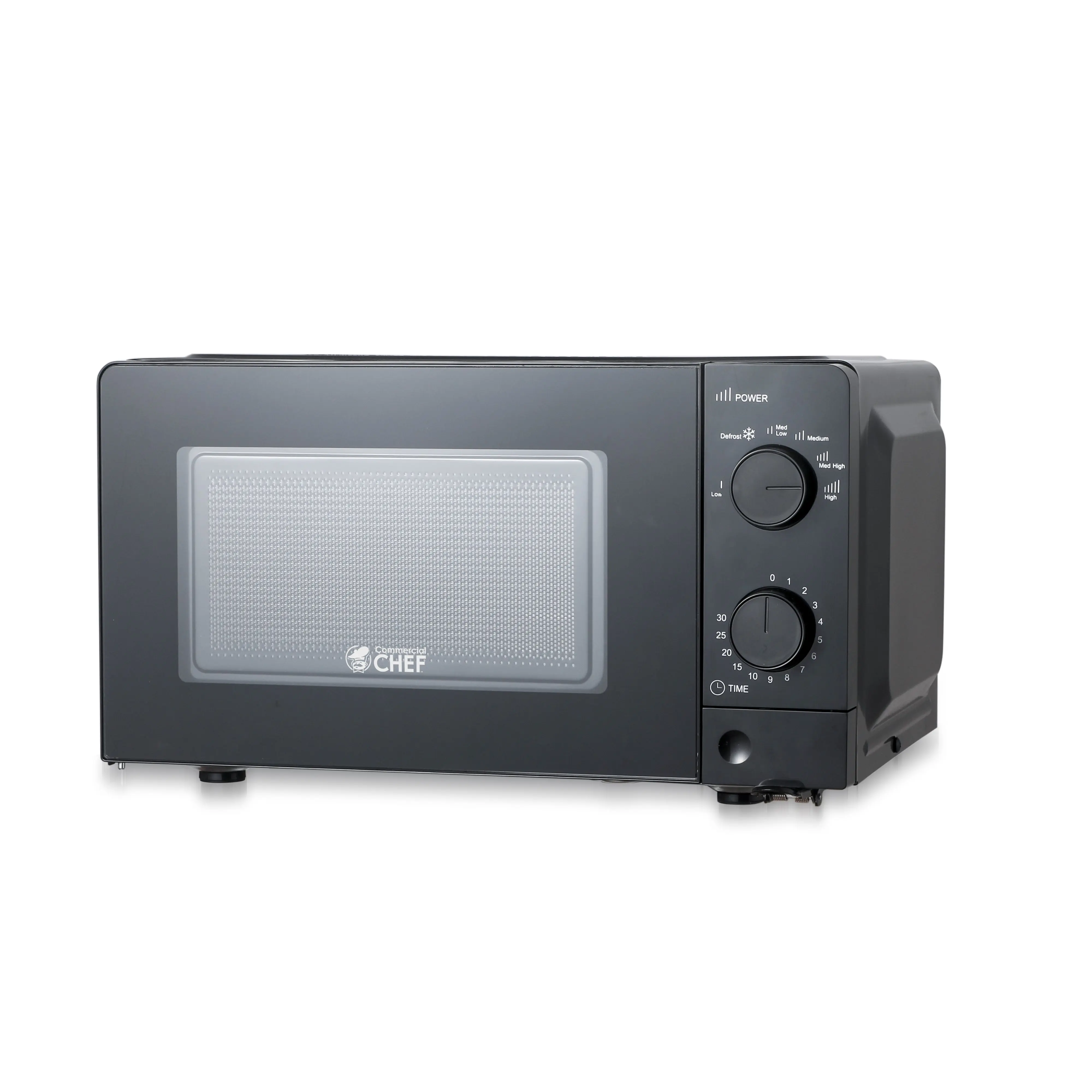 Commercial Chef 0.6 Cu. Ft. Countertop Microwave Oven, Mechanical Dial Controls, 700W, Pull Handle Door, 6 Power Levels