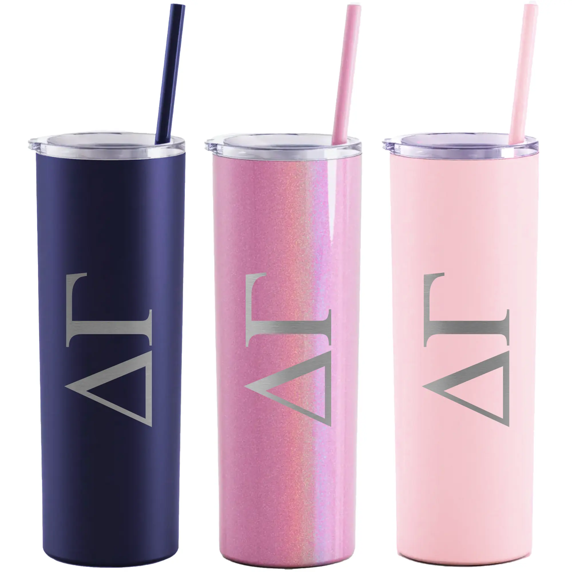 Delta Gamma Greek Letter Skinny Tumbler with Straw
