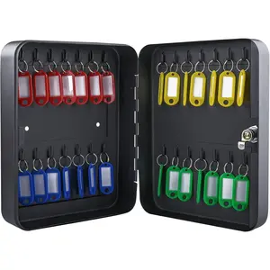 Key Cabinet Wall Mount with Key Lock, 28 Key Hooks & Tags Key Box, Steel Security Locking Key Cabinet, Storage Key Lock Organizer, Key Management Cabinet