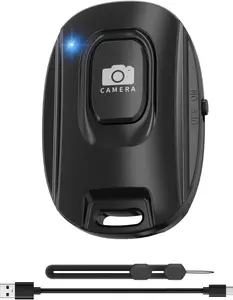Rechargeable  Camera Remote Shutter for  and Android Smartphones,  Phone Remote Control,Selfie Button for Photos and Videos   and Wrist Strap Included-Black