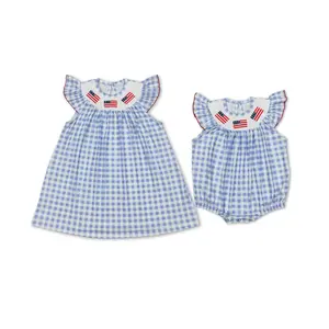 4th of July flag Smocked Girls Dress