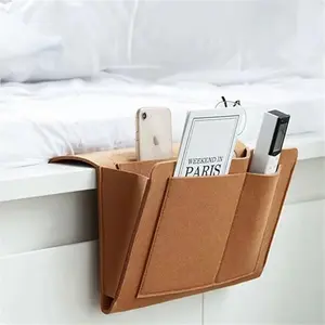 PrimPick Bedside Caddy,Felt Bed Side Caddy Organizer With 5 Pockets For Remote,Bed Pockets Bedside Storage Can Hold Tablet Magazine Book Phone And Fruit,For Bed,Sofa,Desk