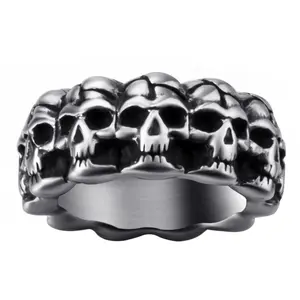 Skull Rings for Men Gothic Punk Ring Stainless Steel Band Biker Skeleton Thumb Ring Cocktail Party Jewelry