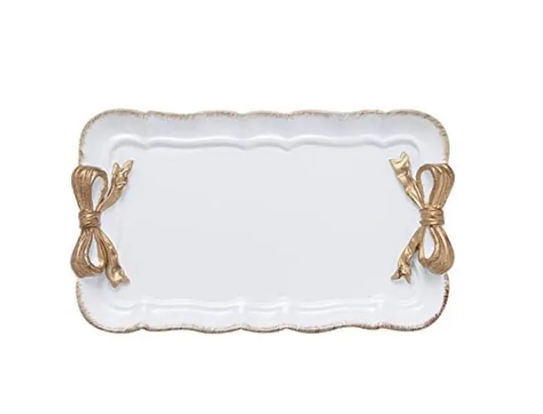 Vintage Decorative Tray Jewelry Tray Bow-knot Resin Tray for Holding Necklaces, Earrings, and Bracelets with Retro Design - Dish, Collection