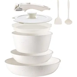 8PCS Ceramic Cookware,Nonstick Ceramic Pan, Removable Handle Pots and Pans Set, Stackable Pan Set, Nonstick Pots and Pans Set Non Stick pot for Home,RV