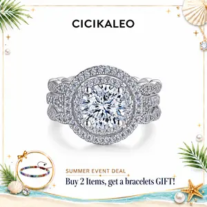 CICIKALEO 1.5CT 81-Facet Cut Moissanite Halo Ring Guard for Women D VVS1 Bridal Set Insert Hypoallergenic Double Band Stackable Enhancer Lab-Created Wedding Engagement Anniversary Gift Fine Jewelry Formerly CICI GEMS #Summervibes