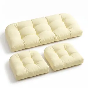 Collection 3 Pieces Rattan Cushions Replacement Cushion Set for Outdoor Furniture Patio Sofa Garden chair - Water Resistant, Lightweight and Durable (Beige)