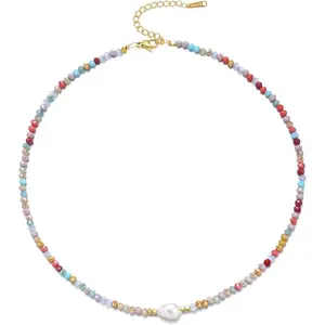 Bohemian Crystal Bead Choker Necklace for Women Adjustable Colorful Statement Jewelry Perfect Beach & Festival Gift