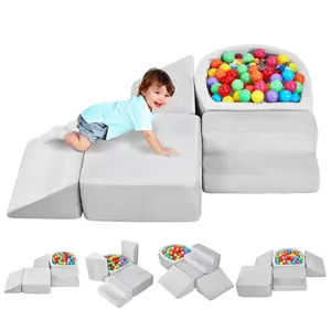 VEVOR 5-Piece Foam Climbing Blocks Playset, Toddler Climb & Crawl Toys for 6 Months-3 Years, Indoor Playroom Decor Set with Ball Pit (Balls Not Included)
