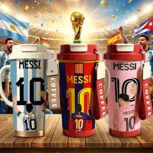 Vivacup 1Pc insulated mug Messi 10 Argentina vacuum cup, Thermos Cup, double wall stainless steel leak-proof travel tumbler, Tumbler with lid for hot cold drinks, keeps warm 12 h/cold 24 h, 18oz soccer fan coffee thermal mug, football lover gift