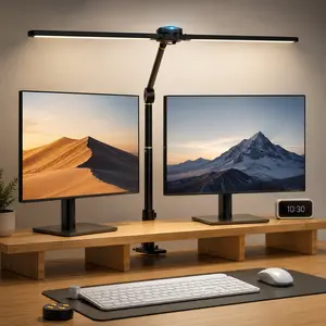 【FathersDayGift 】Weilisi LED Desk Lamp for Home Office, Dual Monitor Desk Light, Eye-Caring Dimmable Lamp with 3 Color Modes & Touch Control