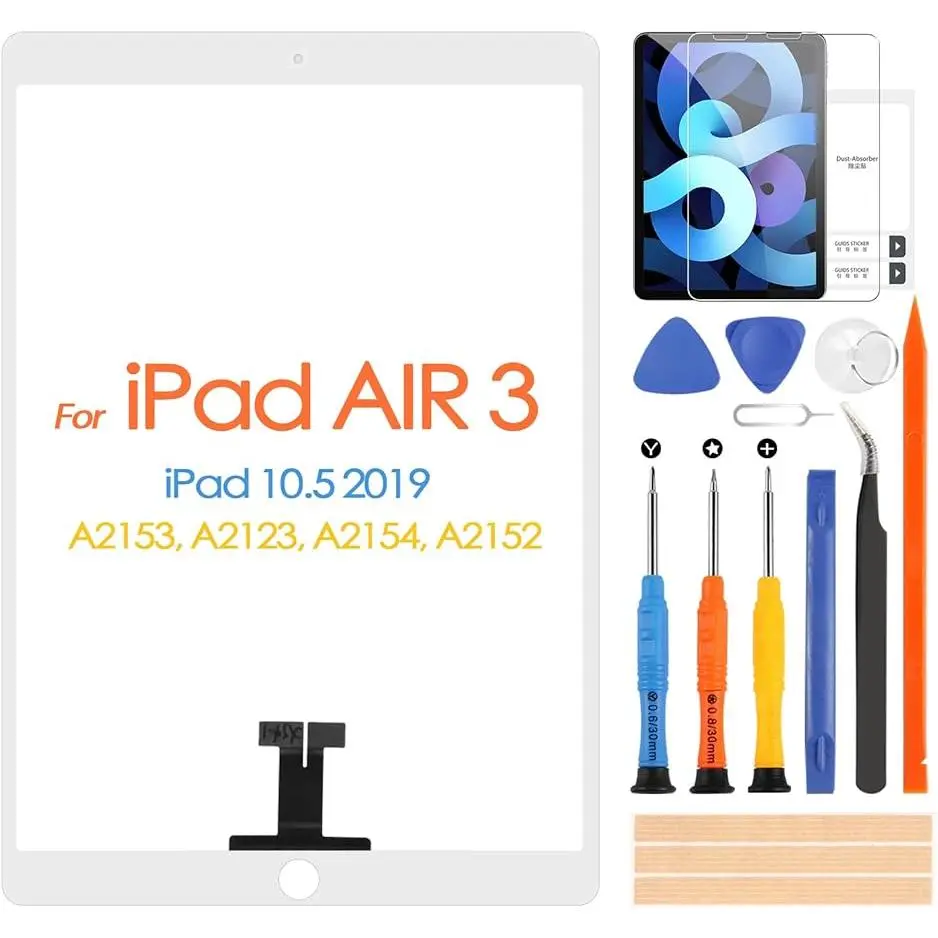 Screen Replacement for iPad Air 3 Touch Screen Digitizer for iPad Air 3 2019 3rd Gen 10.5" A2123 A2152 A2153 A2154 Touchscreen Glass Panel & Repair Tools (Without Home Button, Not LCD Screen)