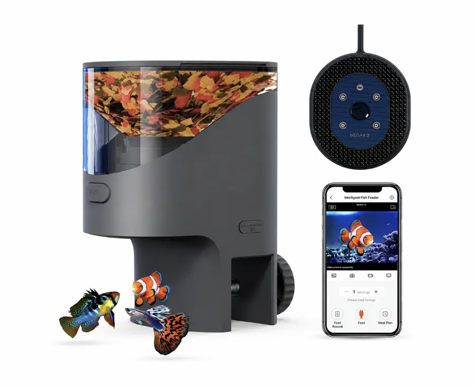WiFi Automatic Aquarium Fish Feeder - Flake Feeding Device with Built-in Camera for Pet Fish Care