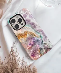 Pastel Crystal Gemstone Phone Case Agate Geode Gems iPhone 16 15 14 13 12 11