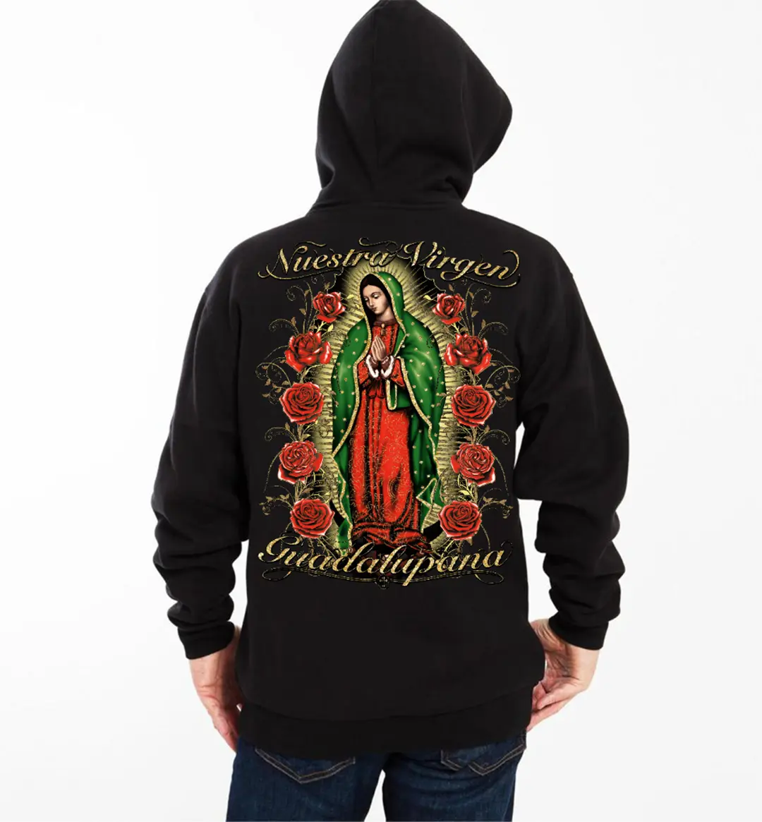 Virgencita Hoodie with Roses Unisex Medium Super Comfortable Warmth Perfect Gift Idea for Faith Expression