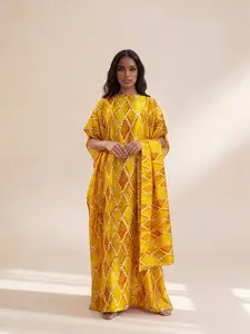 Women's Floral Print Geometric Shawl Scarf, Long Abaya Robe with Scarf, Spring Summer Mosquito Repellent, Dustproof for Dry Areas, Casual, Womenswear