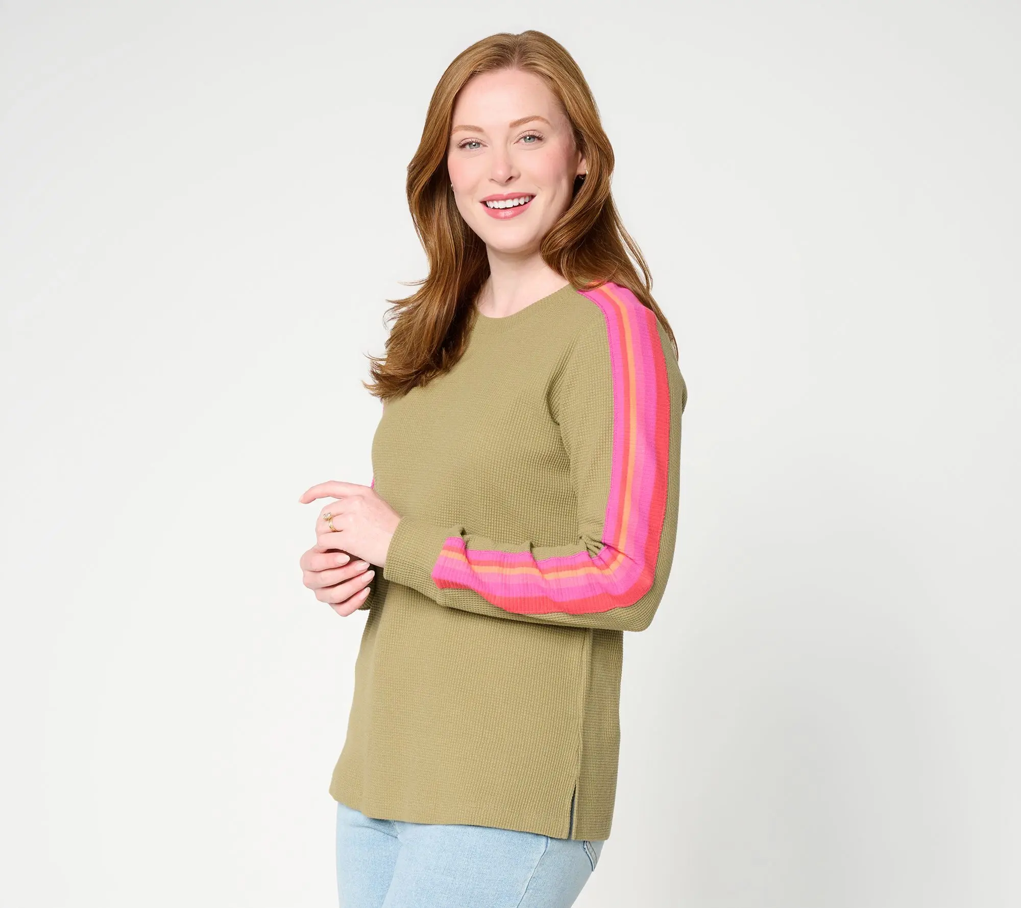 Belle Boho by Kim Gravel Baby Waffle Ombre Striped Sleeve Top