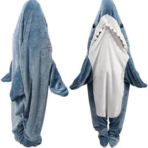 Shark Blanket Hoodie Onesie,Wearable Shark Blanket Soft Cozy Shark Onesie,Shark Costume for Adult Shark Sleeping Bag