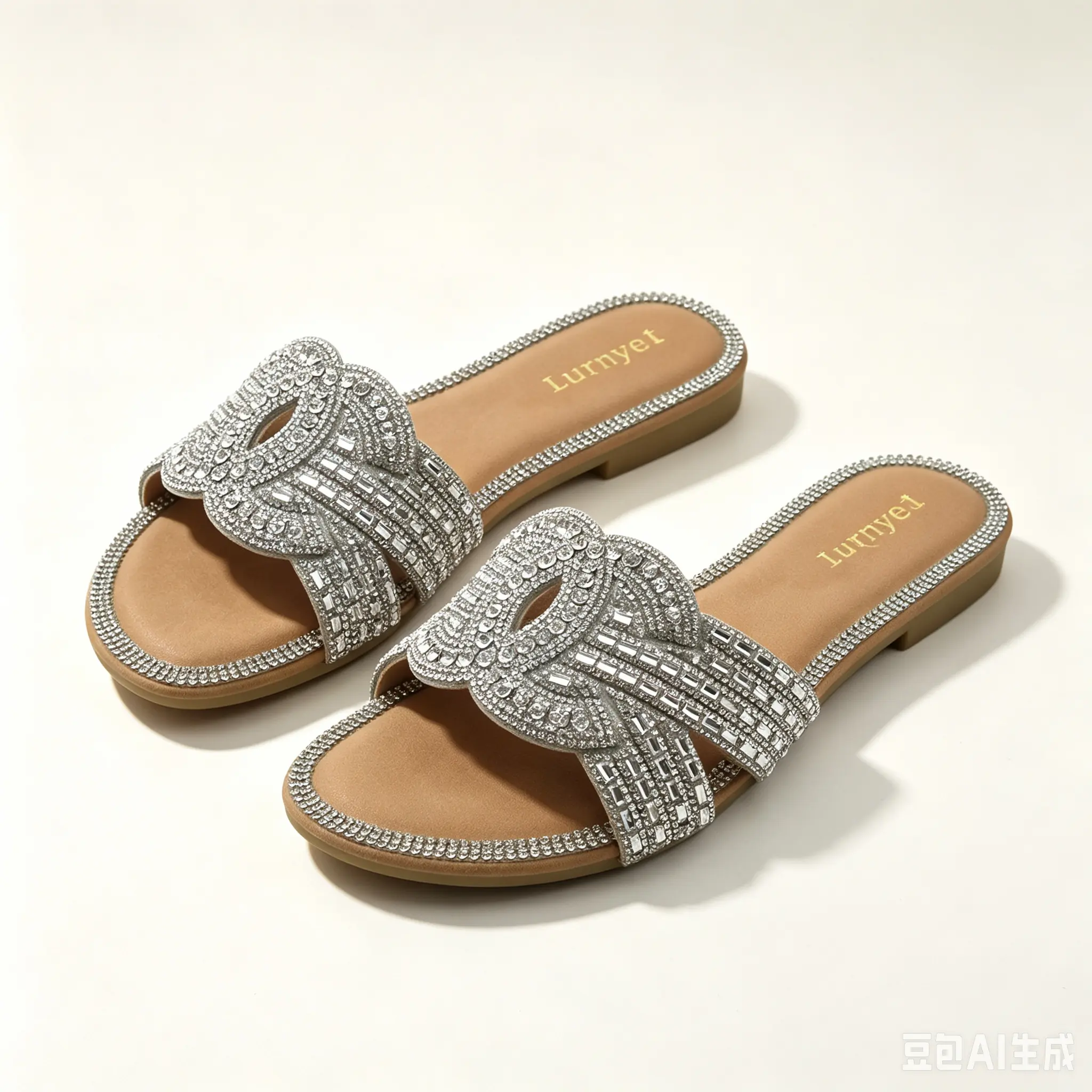 Women Full Rhinestone Flat Slide Sandals, Sparkly Crystal Slip On Comfort Party Slides toe open-toe slipper resistant luxury cozy soft sole anti-slip breathable casual summer footwear plush wide band cute warm slipper versatile daily wear