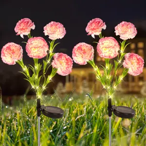 2Pcs Outdoor Waterproof Solar Light Festival Decorative Light Christmas Decoration Carnation Flower Light Courtyard Garden Landscape Lighting Backyard Pathway Light