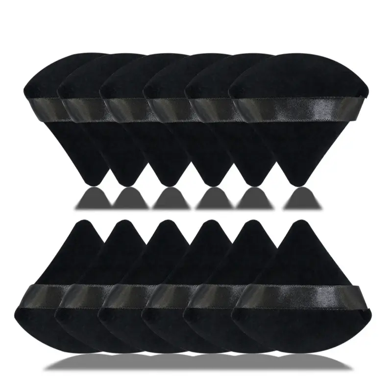 Triangle Shaped Powder Puffs Set, Beauty Puff, Crystal Velvet Material, Soft & Adhesive, Ideal for Loose Powders, Makeup Essentials