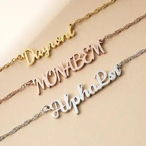 FF25  Custom Script Name Necklace| Frosted/3D Stainless Steel Personalized Pendant|Perfect for birthdays, anniversaries, Mother’s Day, or sorority/fraternity gifts-engrave a name, nickname, or Greek letters to make it one-of-a-kind.