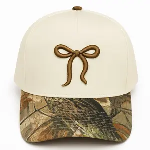 Bow Camo Hat with 3D Embroidered Bow Design and Realtree Camouflage Brim for Outdoor Style