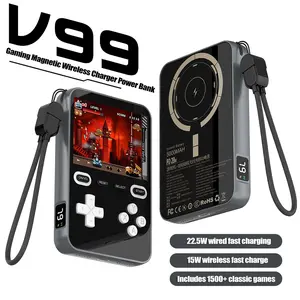 1500 Classic Games Magnetic Wireless Charger Power Bank External Battery Pack: 5000mAh, GaN Chip & Display, 22.5W Wired/15W Wireless Fast Charge, Super Strong Magnet