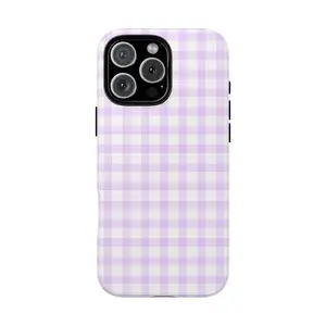 Vibrant Gingham Polycarbonate Phone Cases, Shockproof Soft Color Check Protective Covers for Beachgoers, Compatible with iPhone 15, 16 Pro, 17 Pro Max, Samsung S21-S25 (With Flower Accents)