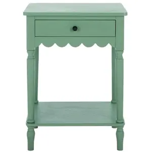 Anwyn 1-Drawer Scalloped Accent Table - sage green