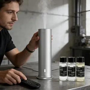 Hotel Scent Diffuser Discovery Kit - Covers 1000 Sq Ft - Top 3 Luxury Hotel-Inspired Scents - 3×20ml Fragrance Oil Set Aluminium Wireless 1 Retro rotating raindrop aroma diffuser